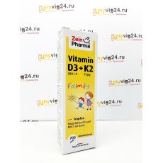 Vitamin D3+K2 MK-7 Family ZeinPharma витамины Д3 и К2, 20 мл