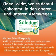 Soledum® Kapseln junior bei Erkältung, Bronchitis & Sinusitis Соледиум лечение синусита и бронхита, 20 штук