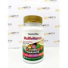 NaturesPlus, Source of Life, Animal Parade Gold, Multivitamin Витаминно-минеральный комплекс с пробиотиками для детей, 60 шт