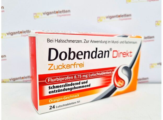 Dobendan Direkt Добендан: леденцы от боли и воспаления в горле  для детей и взрослых, 24 шт