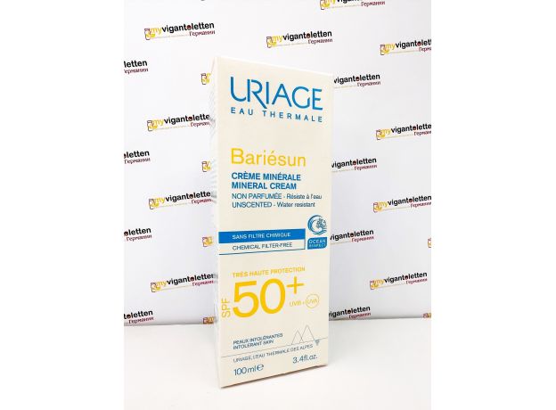 Uriage Bariésun Mineral-Creme SPF50 Солнцезащитный минеральный крем 50 SPF, 100 мл