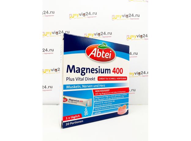 Abtei Magnesium 400 Plus Vital Direkt препарат магния и В - комплекса , 20 саше
