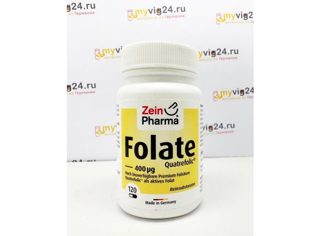 Zein Pharma Folate Quatrefolic 400µg Фолиевая кислота премиум-класса Quatrefolic 400 мкг, 120 шт