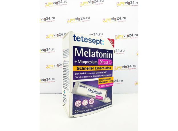 tetesept  Melatonin Magnesium Direkt Sticks Мелатонин + магний, для облегчения засыпания, 20 шт
