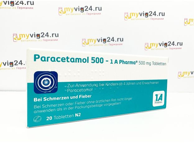 Paracetamol 500 mg - 1A-Pharma Парацетамол 500 мг, 20 шт