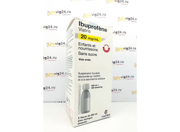 Ibuprofène Mylan 20mg/ml Сироп Ибупрофена - жаропонижающий и обезболивающий препарат, 200 мл